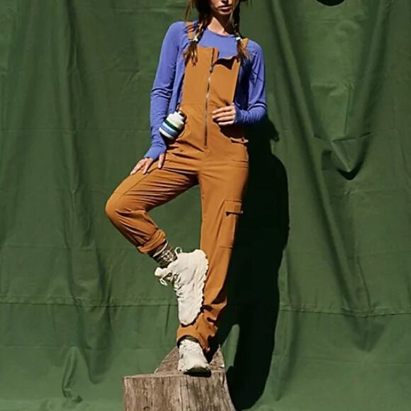 Free People Women’s Cascade Onesie in the Size Large in Amber Mustard Color - Picture 1 of 8